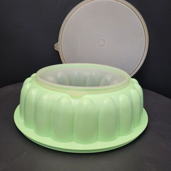 Tupperware Jello Mold Ring 3 pc Mint Green Lid 6 Cup Jel-N-Serve 1201 1202 1203 - Picture 6 of 15
